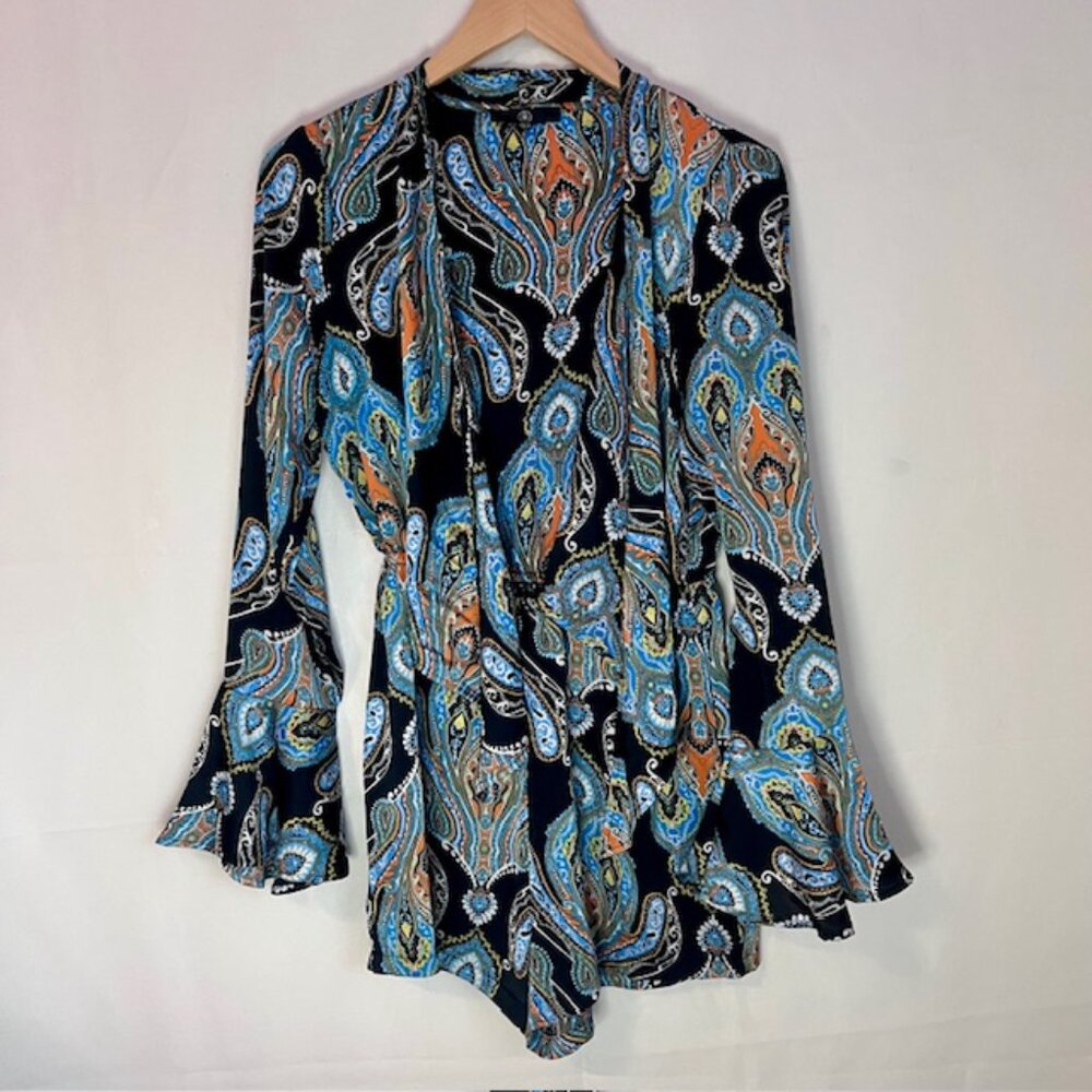 MISSGUIDED Romper Paisley Shorts Romper, Boho Paisley Shorts Size 6 U.S. - Picture 5 of 15